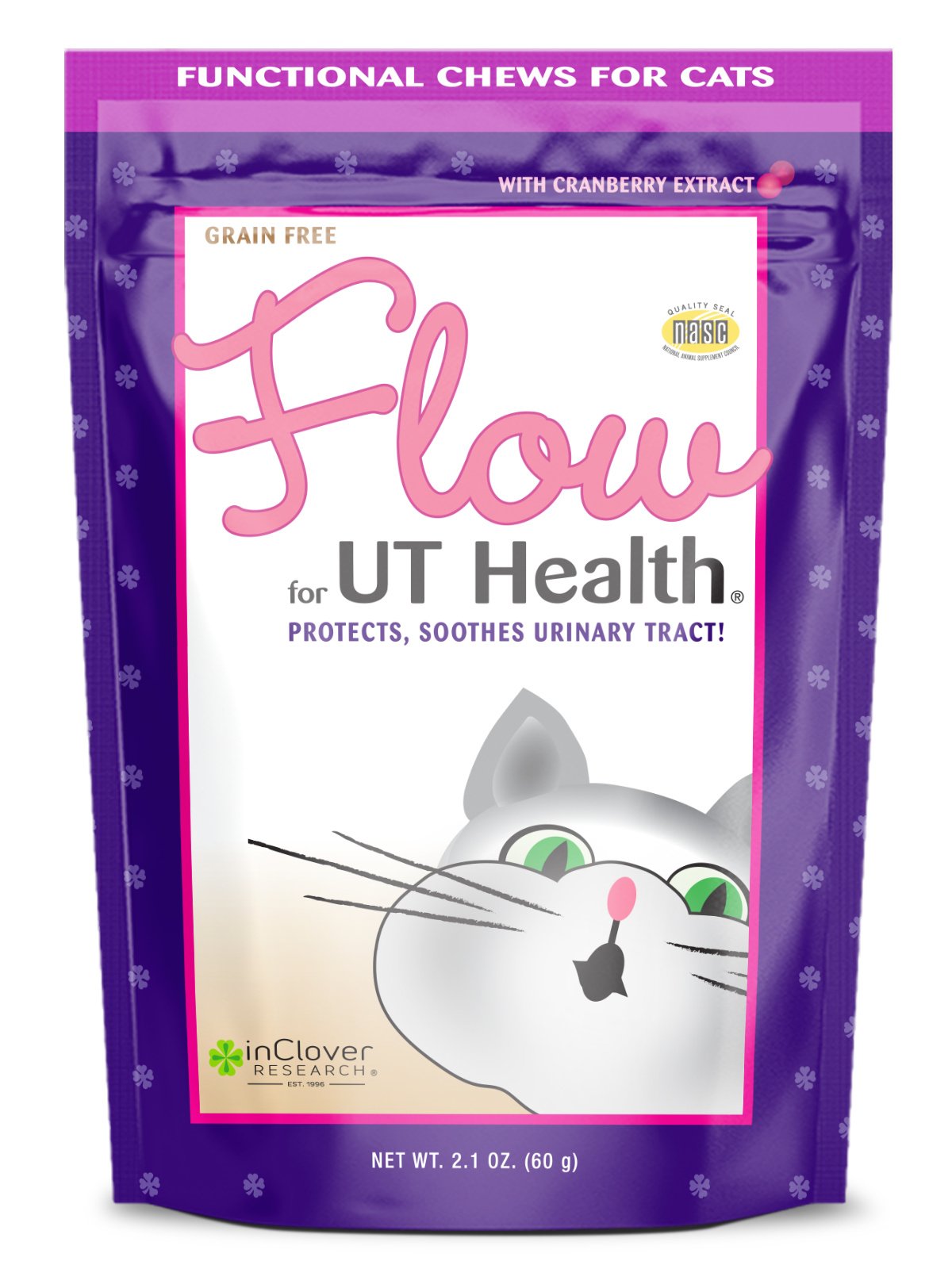 InClover Flow UT Health Soft Chew Urinary Supplement with Cranberry Extract for Cats, 60-gm bag