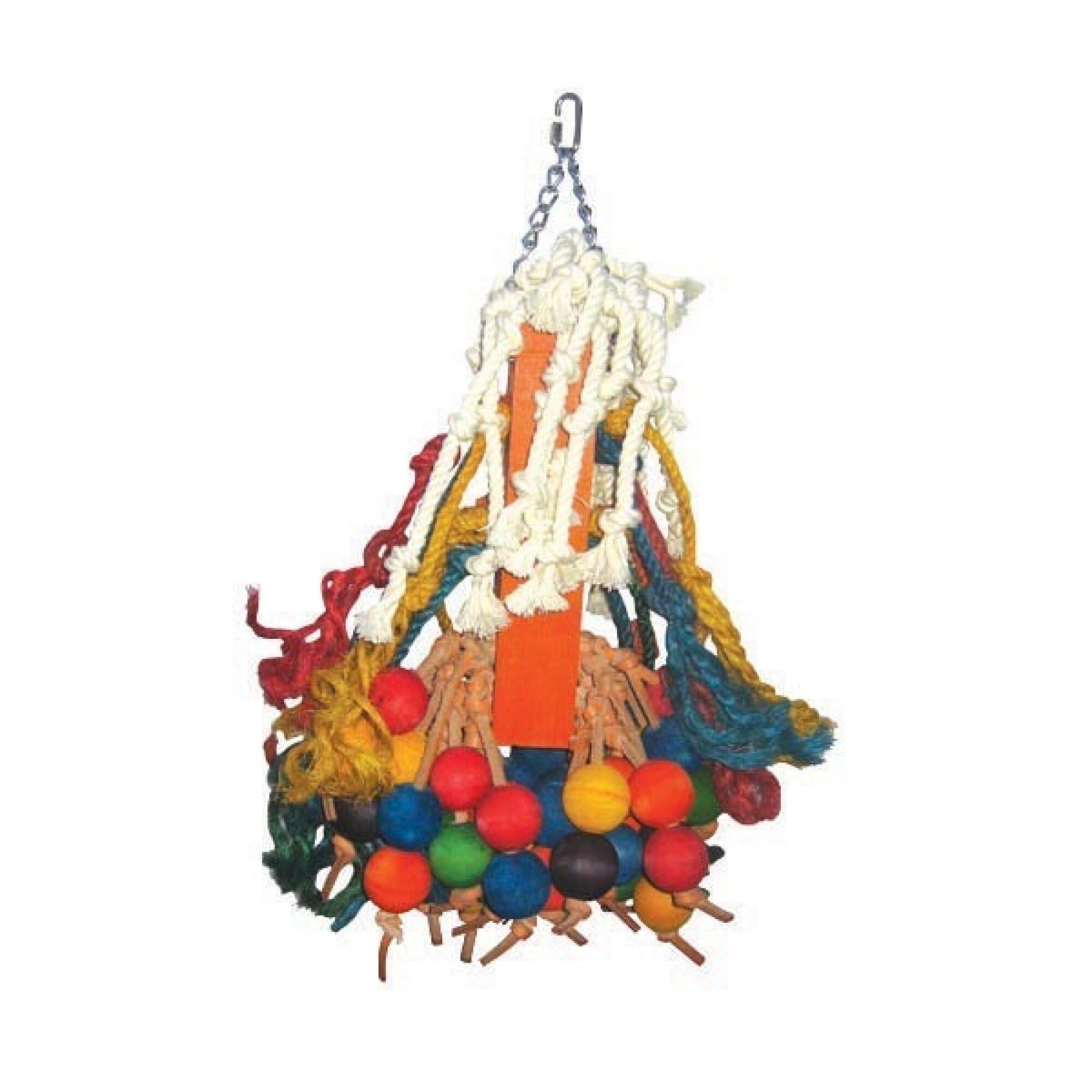 A&E Cage Company Cluster of Hanging Wood Balls Extra Durable Tough Chew Bird Toy, Multicolor, Giant