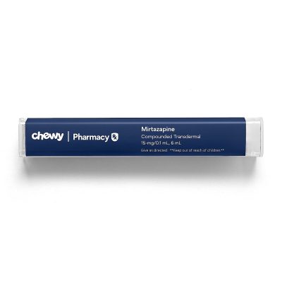 Mirtazapine Compounded Transdermal Cream, 15 mg/0.1 mL, 6 mL for Veterinary use (2 clicks=0.1 mL)