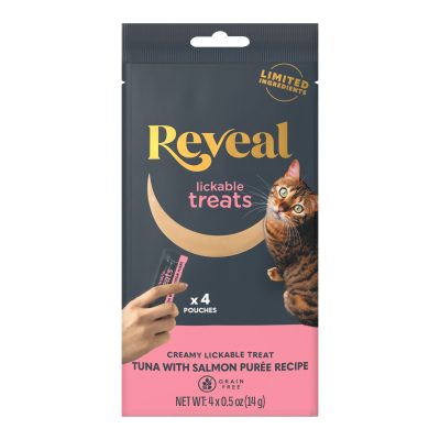 Reveal Natural Tuna Filet with Salmon Puree Recipe Lickable Cat Treat, 0.5-oz pouch, 4 count