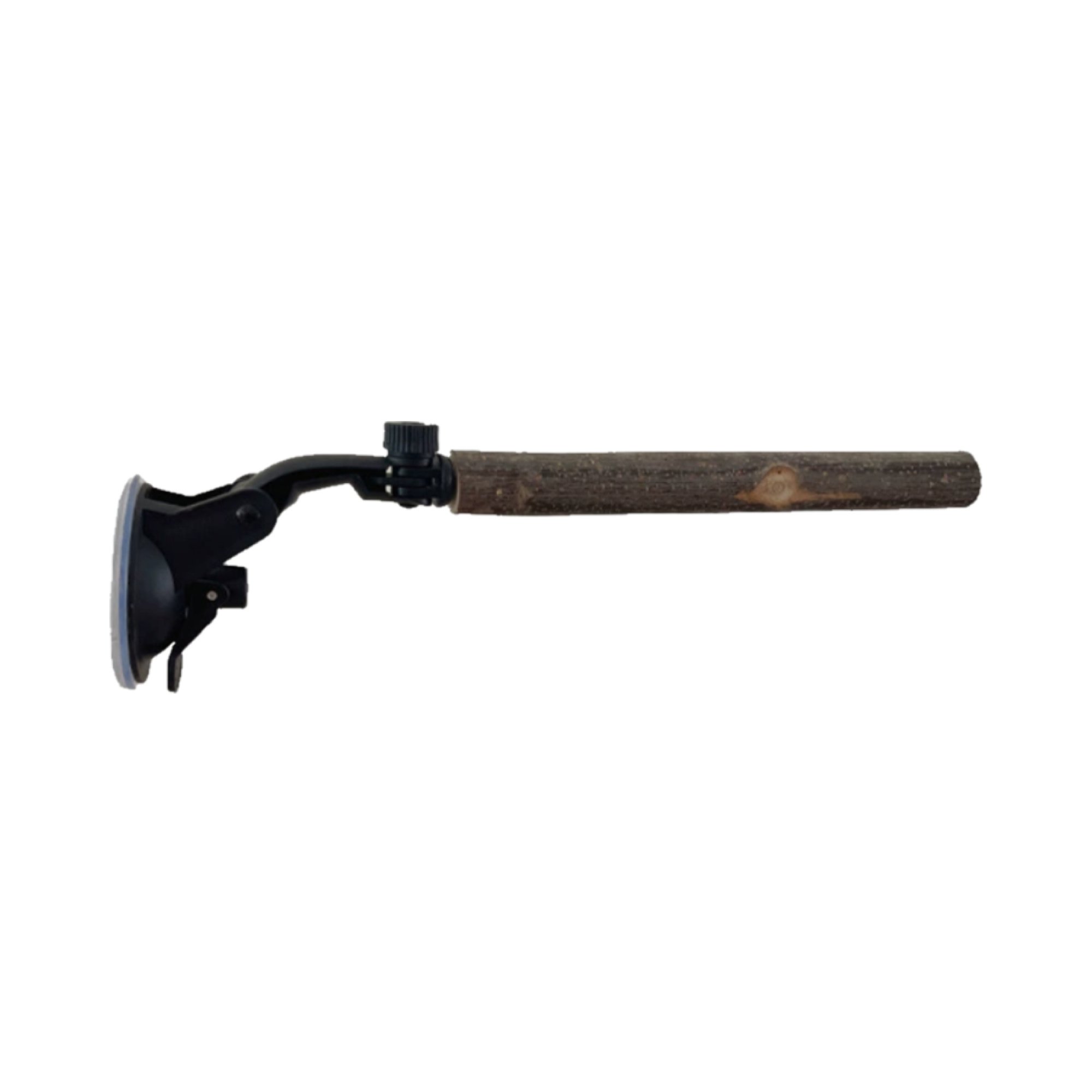 Little Pals 5.9-in Adjustable Natural Wood Suction Cup Perch & Rotatable Window-Mount Bird Stand, Black, 0.18-lb