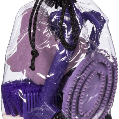 Tough1 6-Piece Junior Horse Grooming Kit, 9 x 7-in, Purple