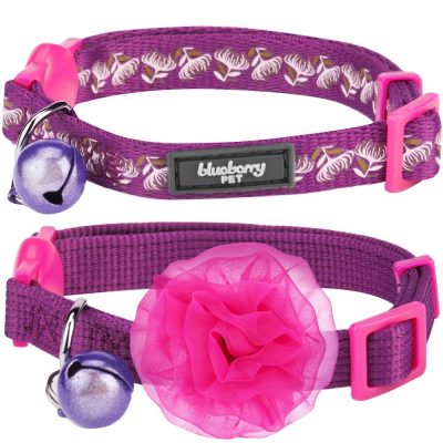 Blueberry Pet The Power of All in One Adjustable Breakaway Cat Collar with Bell, 2 count, Stunning Plum