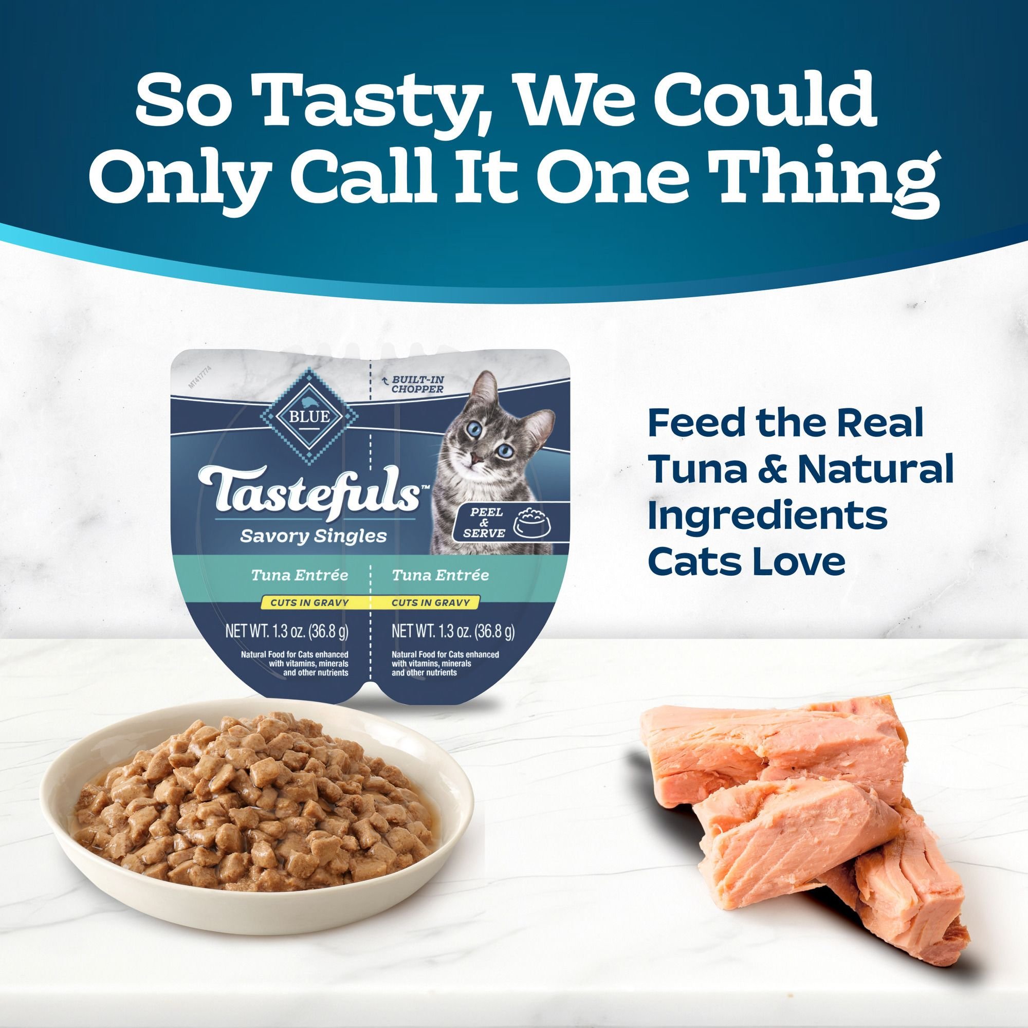 Blue Buffalo Tastefuls Savory Singles Tuna Entrée Cuts in Gravy Adult Cat Food, 2.6-oz cup, case of 24 - image 2