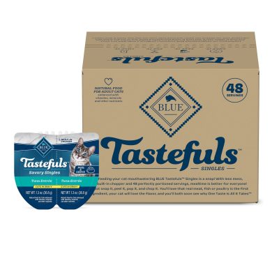 Blue Buffalo Tastefuls Savory Singles Tuna Entrée Cuts in Gravy Adult Cat Food, 2.6-oz cup, case of 24