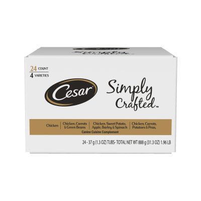 Cesar Simply Crafted Cuisine Complement Soft Wet Adult Dog Food Topper Variety Pack, 1.3-oz tubs, case of 24