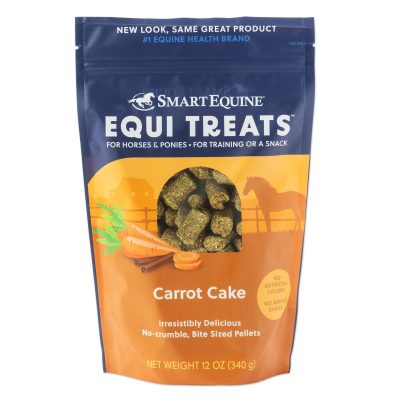 SmartPak Equi Treat Bite Sized Carrot Cake Pellets Supplement for Horses, 12-oz bag