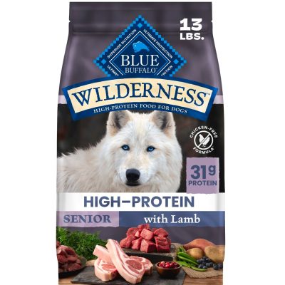 Blue Buffalo Wilderness 31-g Protein Lamb Meat Rich Natural Dry Senior Dog Food, 13-lb bag