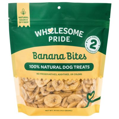 Wholesome Pride Pet Treats Banana Bites 100% All-Natural Limited Ingredient Dog Treats, 16-oz bag