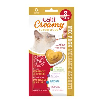 Catit Creamy Superfood Hydrating & Healthy Assortment Cat Lickable Treats, 0.35-oz tube, 8 count