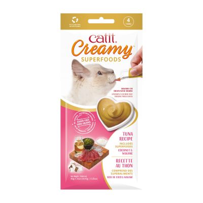Catit Creamy Superfood Tuna Recipe with Coconut & Wakame Cat Lickable Treats, 0.35-oz tube, 4 count