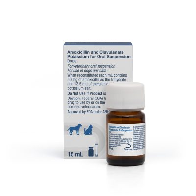 Amoxicillin & Clavulanate Potassium (Generic) Powder for Oral Suspension for Dogs & Cats, 50mg-12.5mg/mL, 15 mL