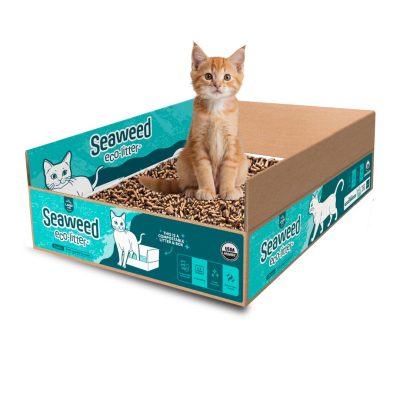 LAQU Eco- Litter Classic USDA Organic Pre-filled Disposable Cat Litter Box, 7.9-lb