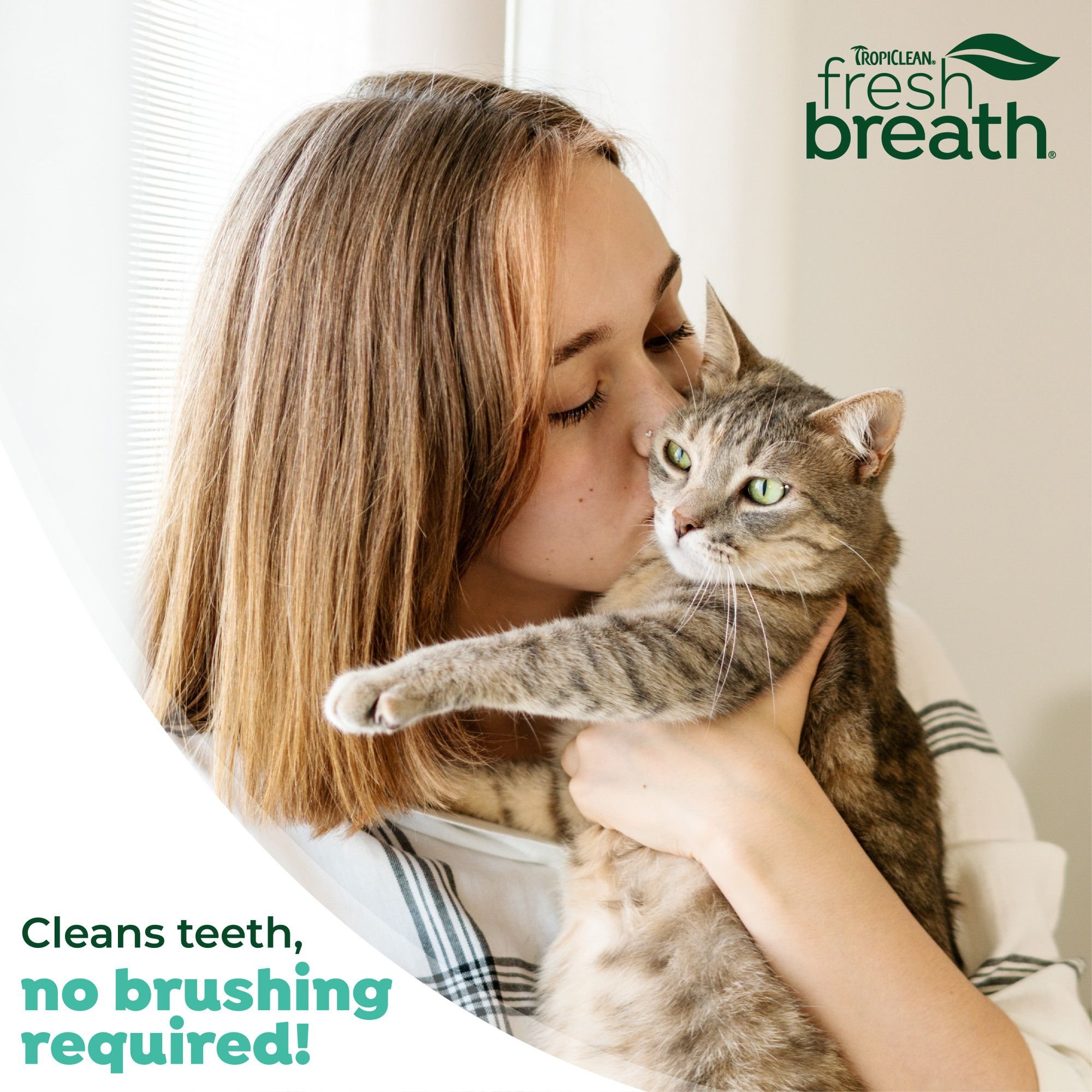 TropiClean Fresh Breath Oral Care Clean Teeth Plaque & Tartar Remover Cat Dental Gel, 2-fl oz bottle