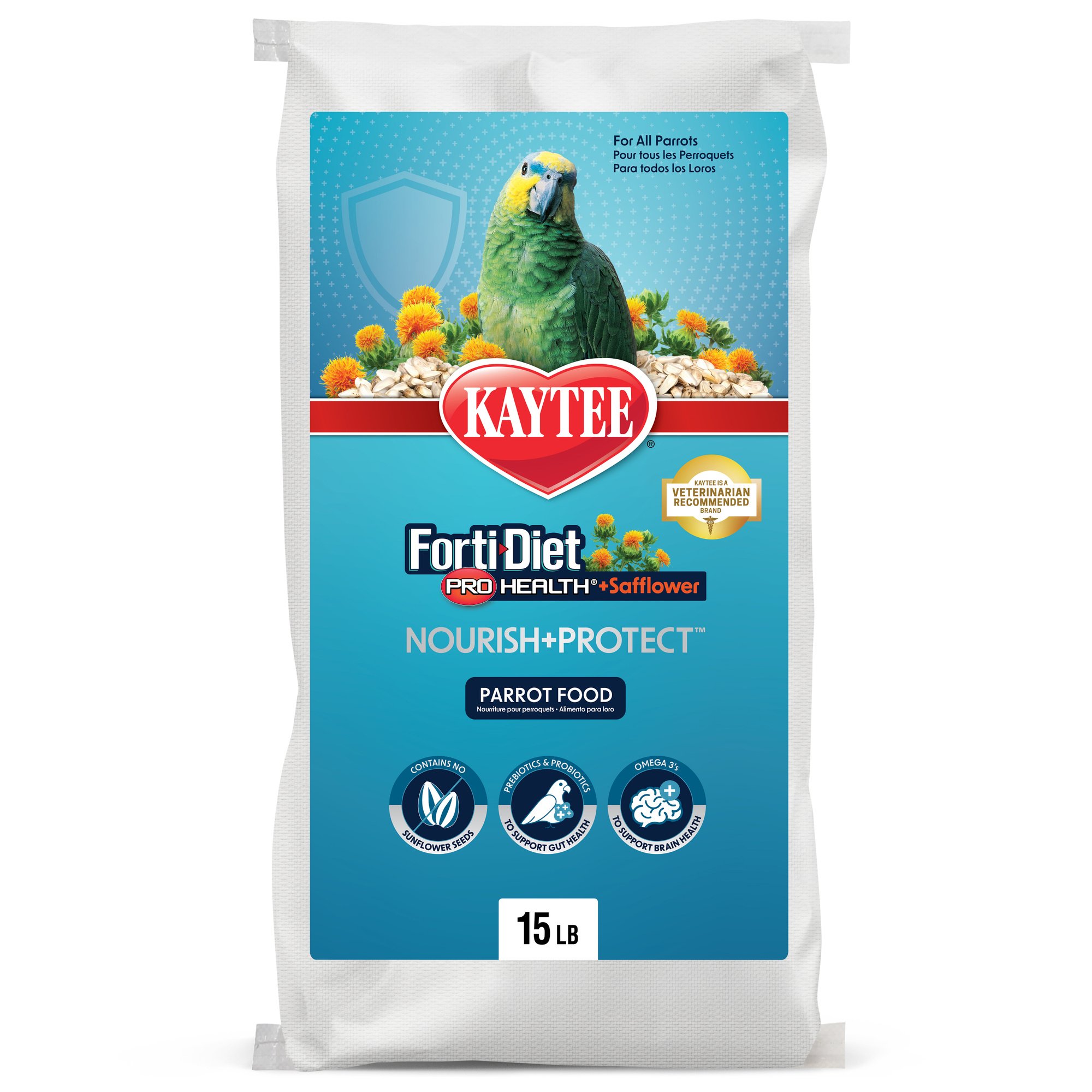 Kaytee Forti-Diet Pro Health + Safflower Nourish + Protect Parrot Food, 15-lb bag