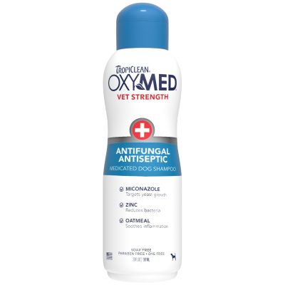 TropiClean OxyMed Medicated Yeast Dermatitis Treatment Antifungal Dog Shampoo, 20-oz