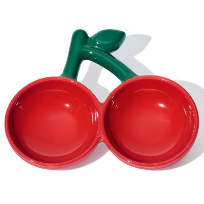VETRESKA Cherry Dishwasher Safe Ceramic Dog Bowl, Red, Small: 7.4-oz