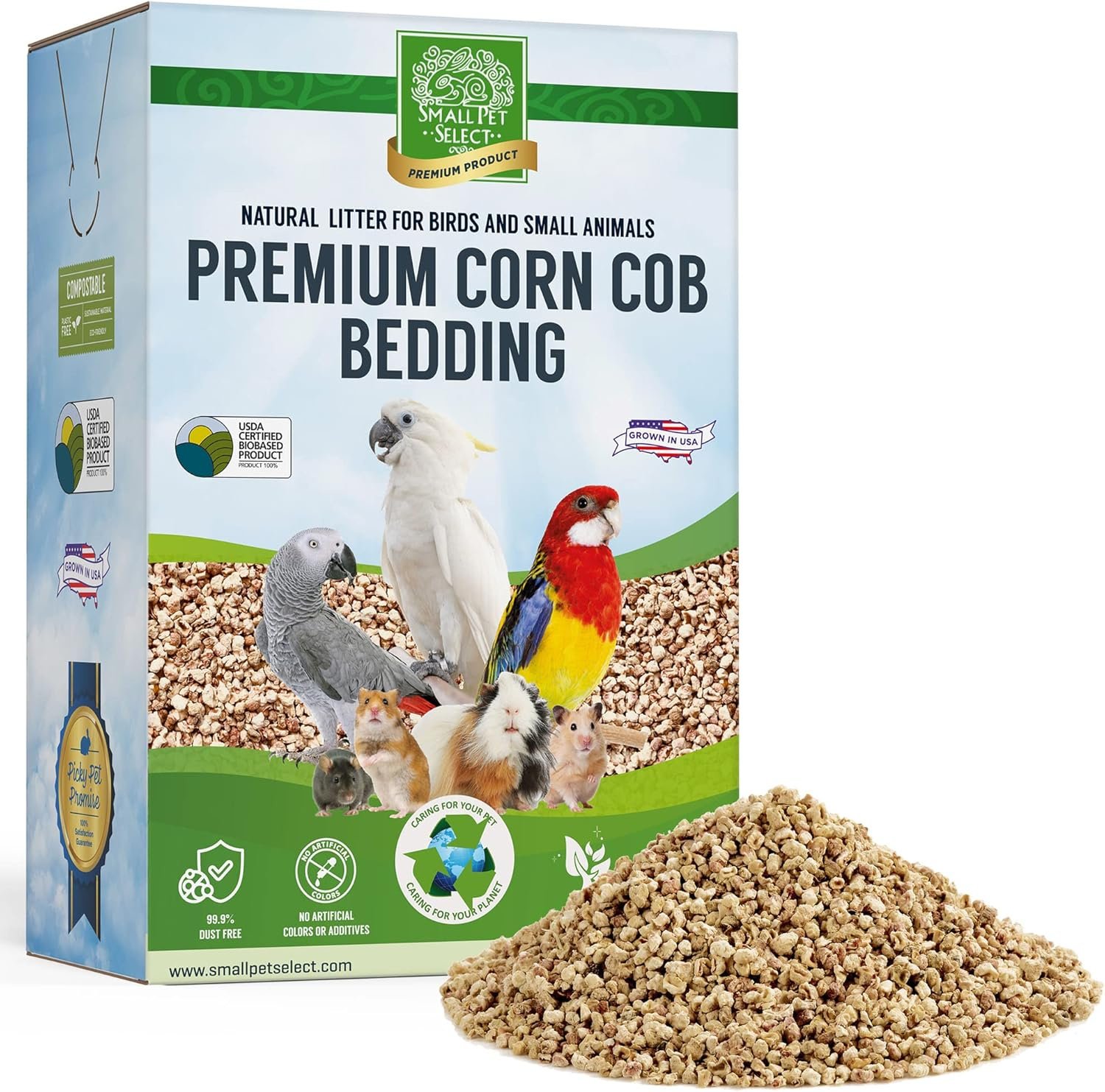 Small Pet Select 100% Natural Corn Cob Bedding for Small Pets, 6-lb box