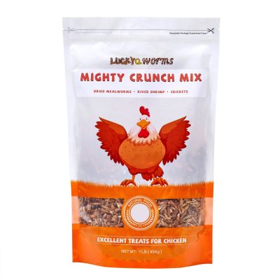 LuckyQworms Mighty Crunch MixHigh Protein Dry Food Chicken, Reptiles & Amphibians Treats, 1-lb bag
