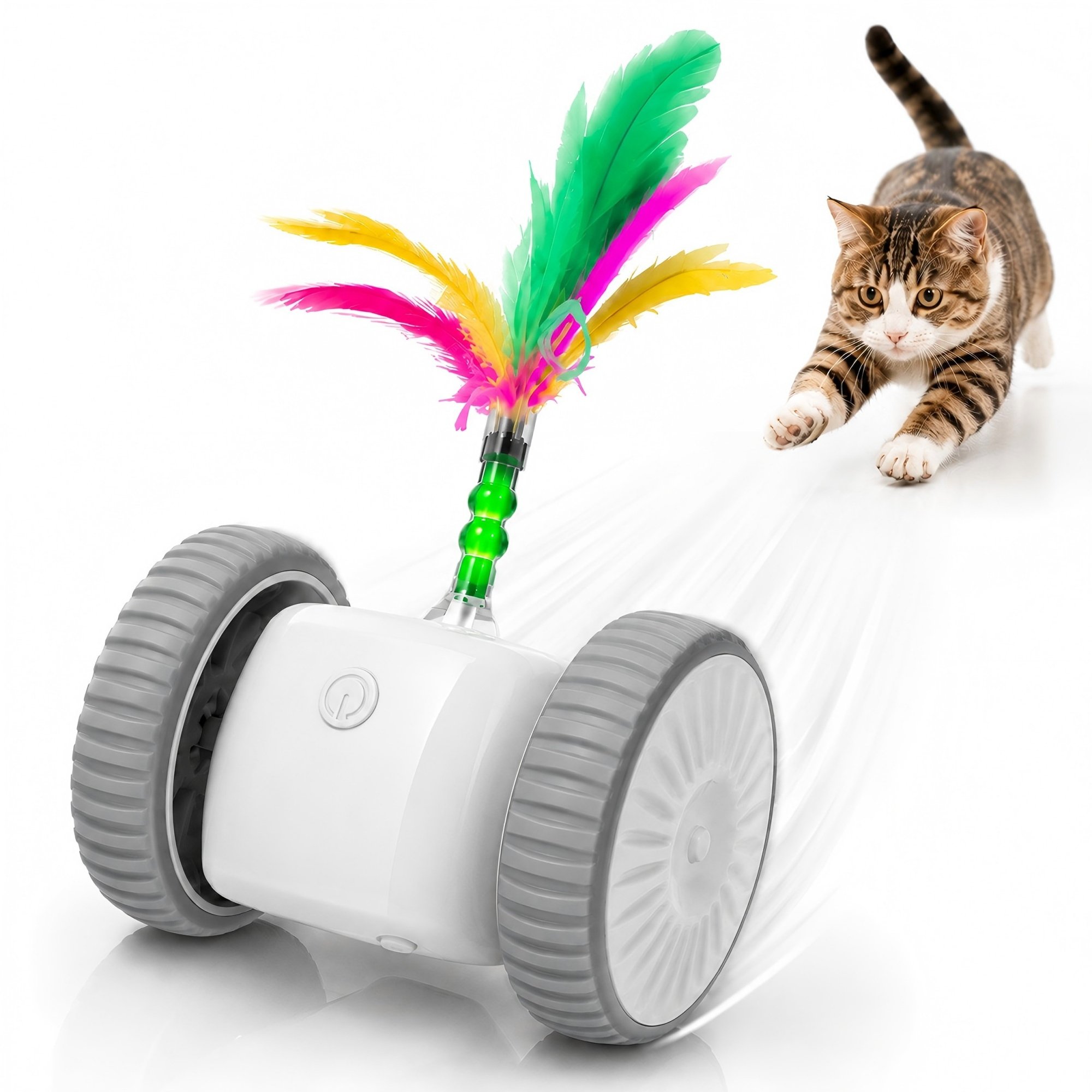 Meowvale Interactive Cat Toys with Irregular Motion, Smart Obstacle Avoidance & LED Lights., Grey