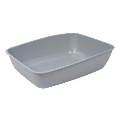 Kitty City Plastic Open Top High Sided Pan Cat Litter Box, 40-lb bag, Gray Paw Print