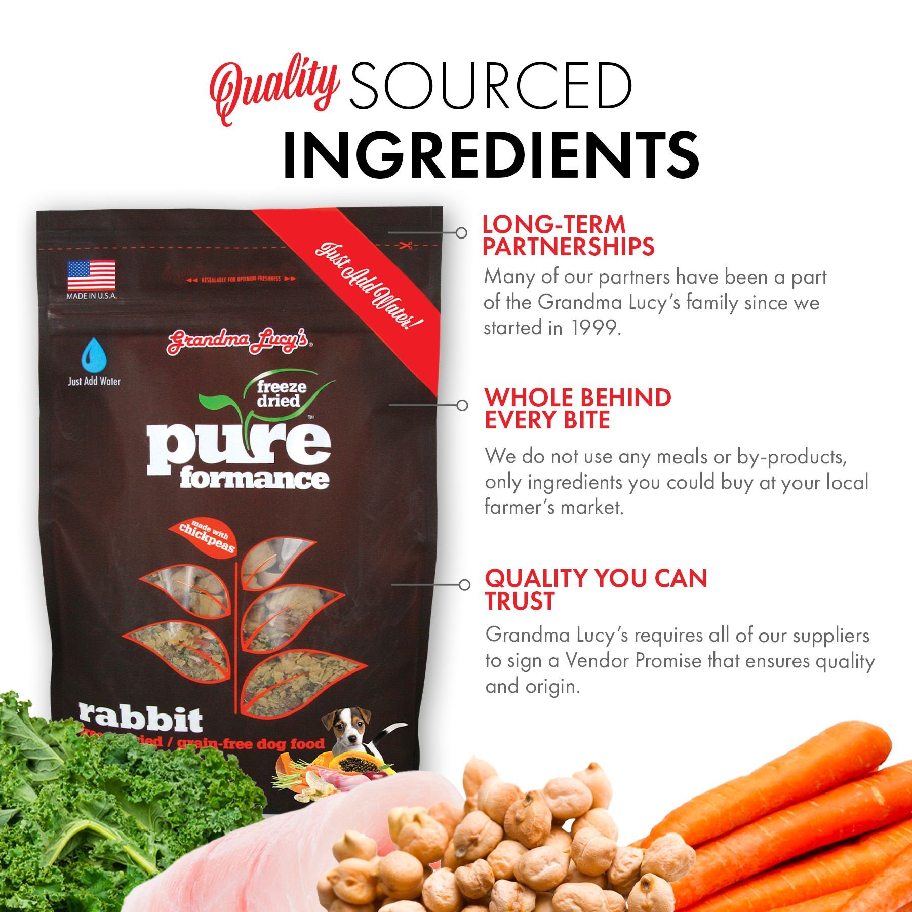 Grandma Lucy's Pureformance Rabbit Grain-Free Freeze-Dried Dog Food, 3-lb bag - image 4