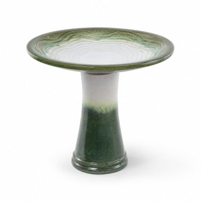 Little Pals Handmade Ombre Ceramic Bird Bath & Feeder, Green, 26-lb