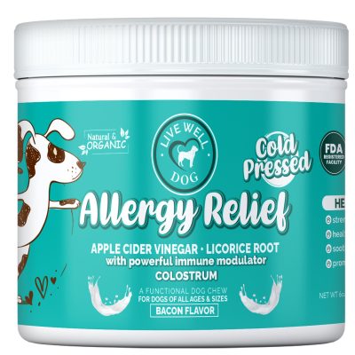 Live Well Dog Allergy Relief Bacon Flavored Soft Chews Supplement for Dogs, 6-oz jar