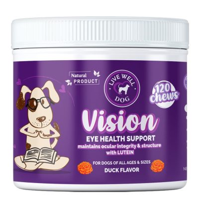 Live Well Dog Vision Support Eye-Care Salmon Flavored Soft Chews Supplement for Dogs, 8-oz jar