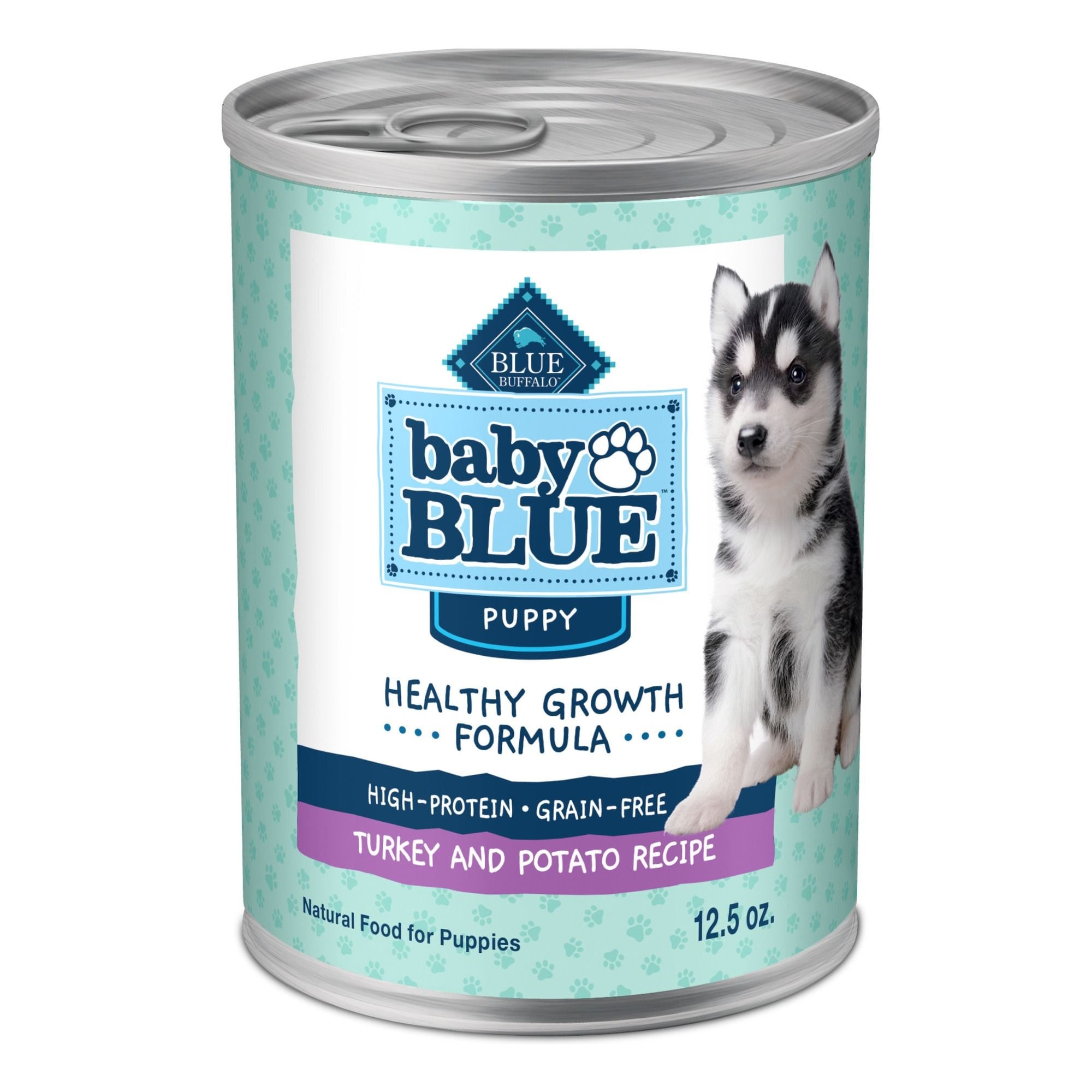Blue Buffalo Baby Blue Healthy Growth Formula Grain-Free High Protein Turkey & Potato Recipe Puppy Wet Food, 12.5-oz cans, case of 12