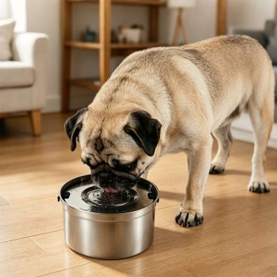 Heeyoo Dishwasher Safe Stainless Steel Slow Feeder Dog Water Bowl, 108-oz, 13.5-cup