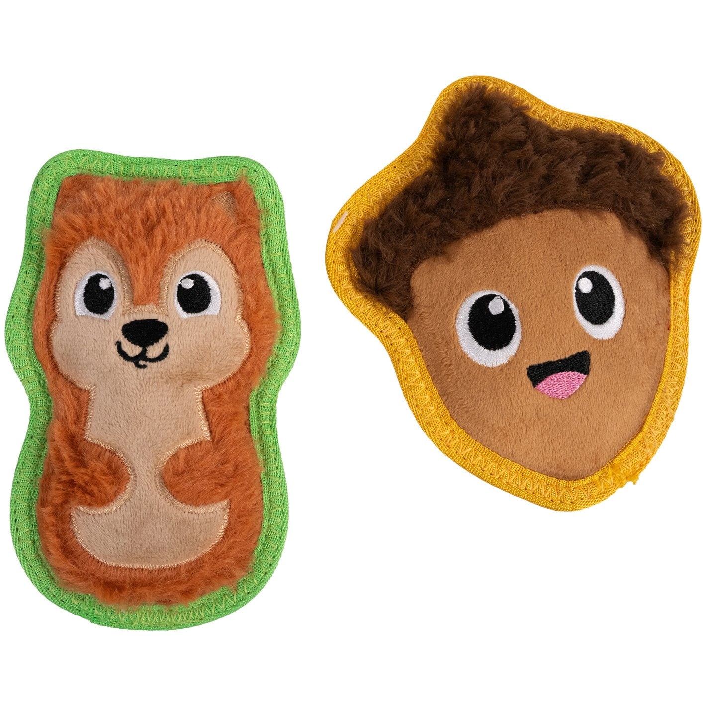 Outward Hound Acorn & Squirrel Tough Skinz Squeaky Plush Dog Toy, 2-Pack, Small