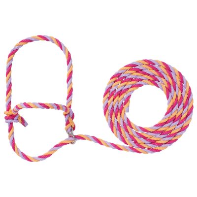 Weaver Livestock Poly Rope Breaking Cattle Halter, Average, Hot Pink/Light Orange/Lavander