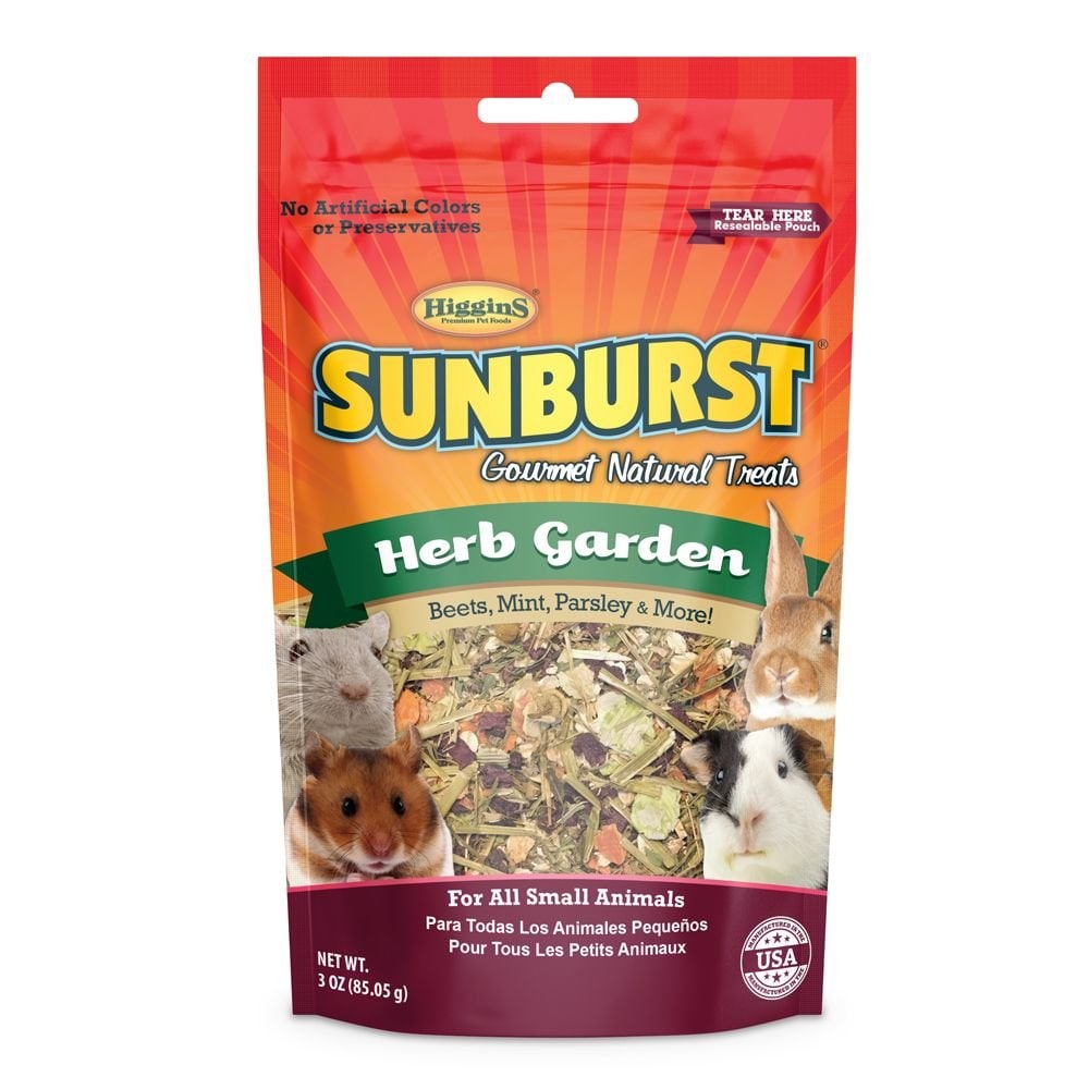 Higgins Sunburst Gourmet Treats Herb Garden Dried Veggies Guinea Pig & Hamster Treats, 3-oz bag