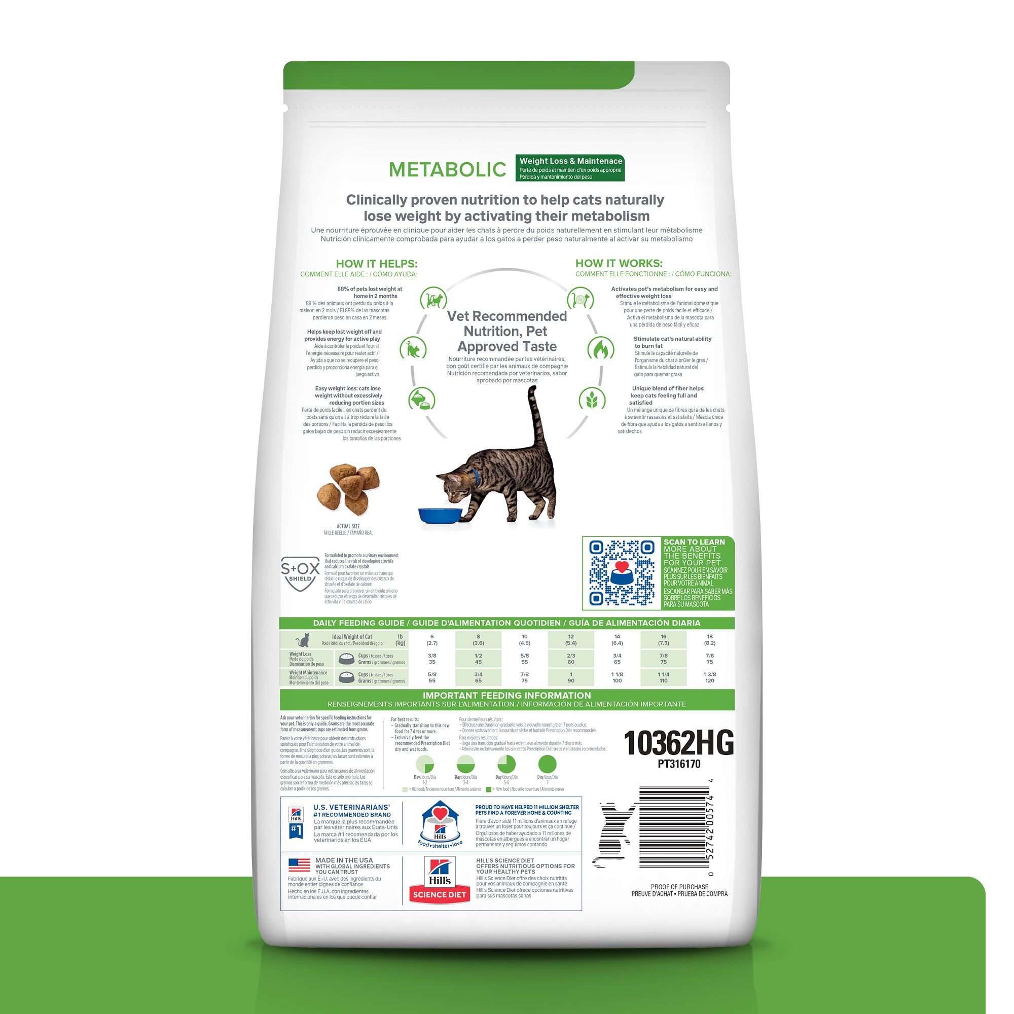 Hill's Prescription Diet Metabolic Chicken Flavor Dry Cat Food, 17.6-lb bag - image 2