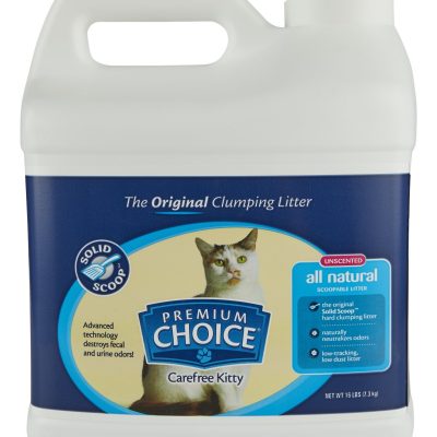 Premium Choice Carefree Unscented Clumping Clay Cat Litter, 16-lb jug