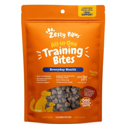 Zesty Paws All-in-One Peanut Butter Flavored Soft & Chewy Training Bites Multivitamin Dog Treats, 8-oz bag