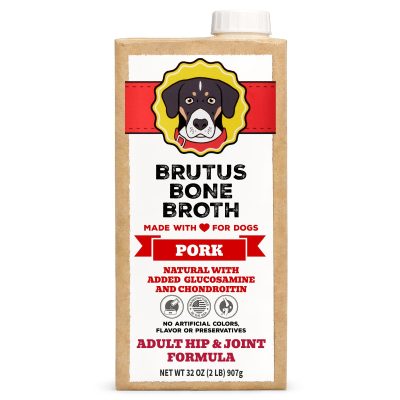 Brutus Broth Pork Bone Broth Hip & Joint with Glucosamine Dog Food Topper, 32-oz box