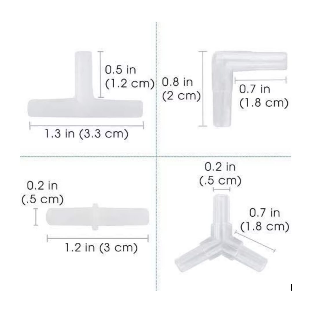 SunGrow Airline Tubing Connectors for Betta & Turtle Tank, Fish Aquarium Bubbler Air Pump Accessories, 40 count
