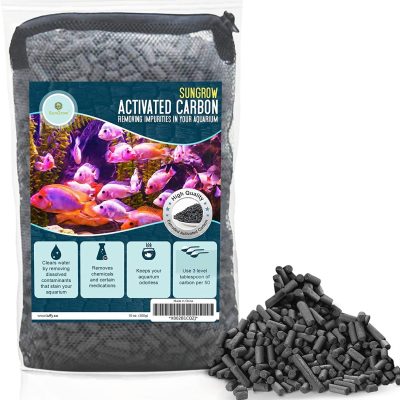 SunGrow Activated Carbon Charcoal Pellets Aquarium Filtration, Cat Litter Box & Water Fountain Deodorizer Filter Media, 10-oz