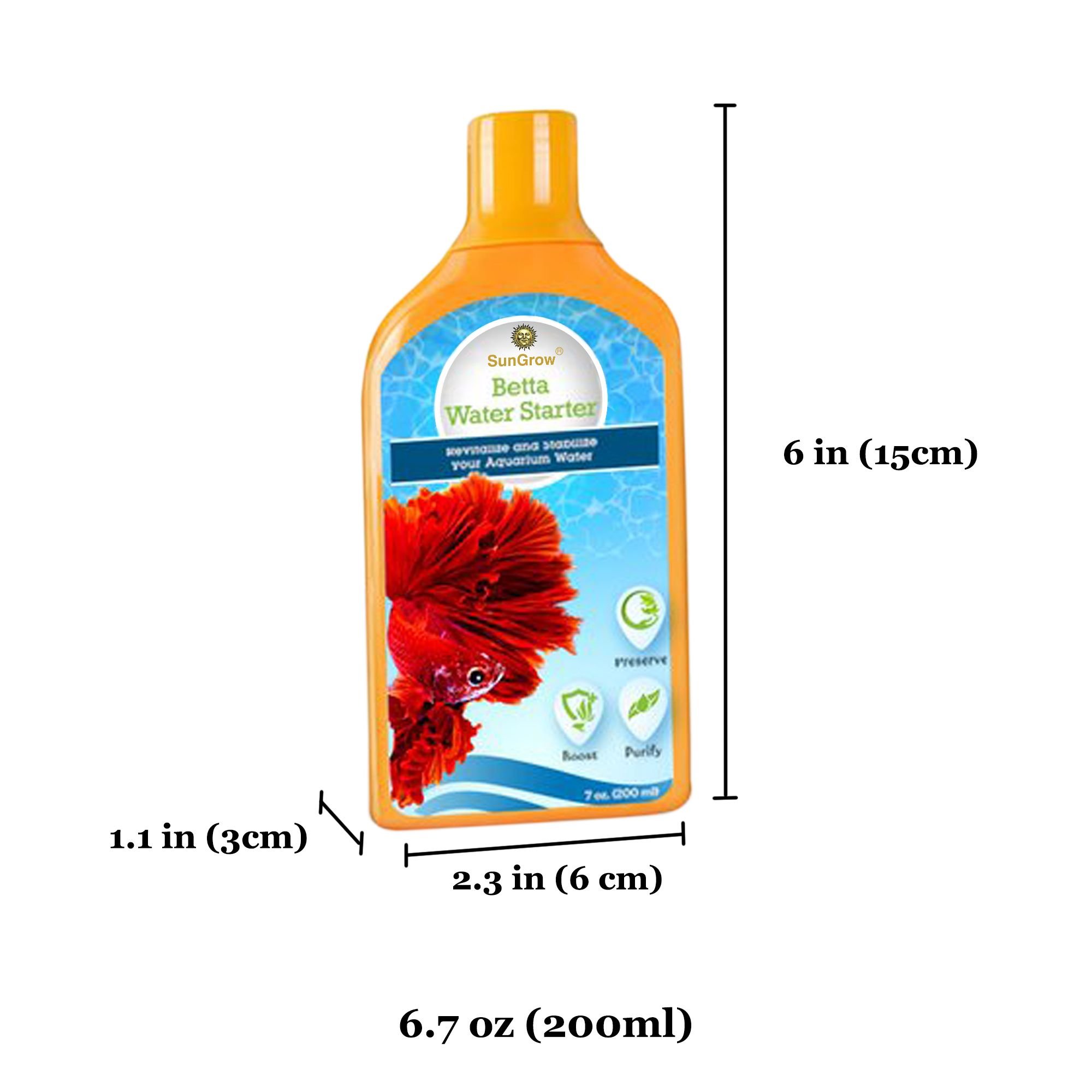 SunGrow Tap Water Conditioner with Beneficial Bacteria for Freshwater Aquarium Treatments Detoxify Fish Tank Ammonia Remover, 6.7-oz bottle