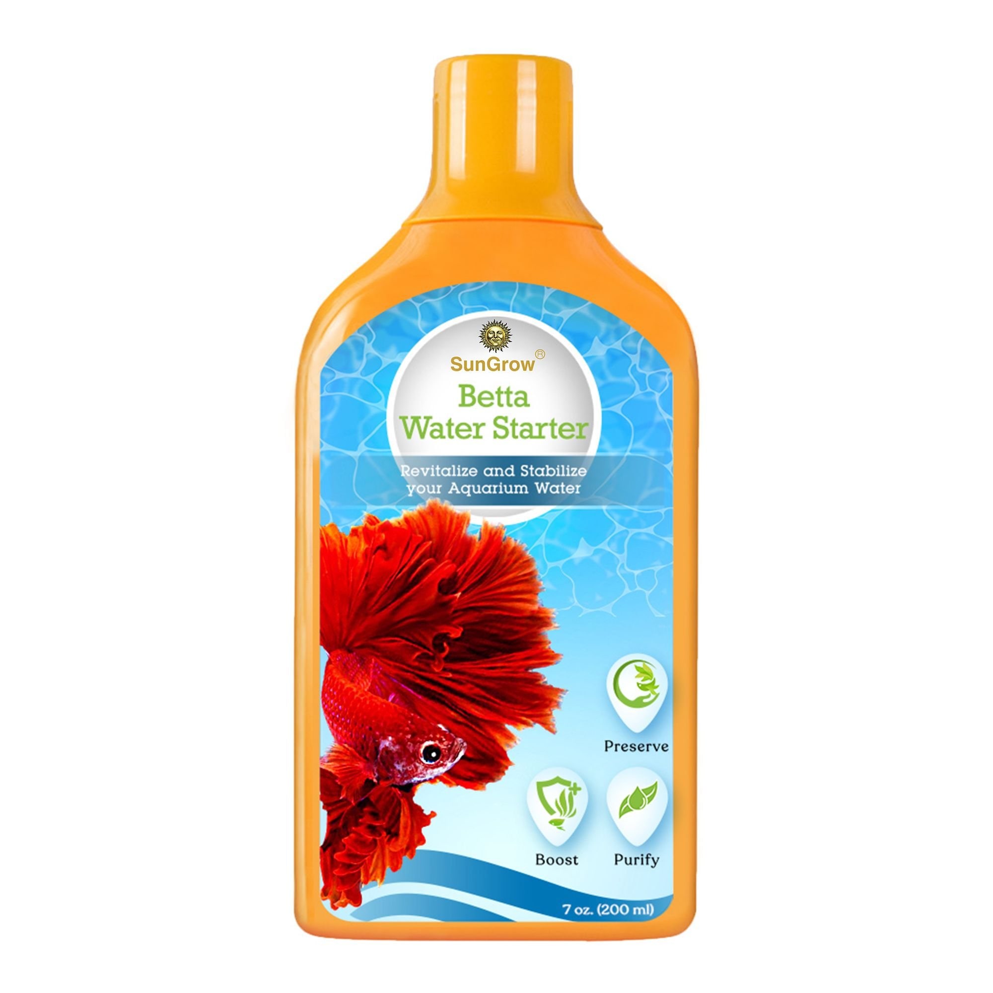 SunGrow Tap Water Conditioner with Beneficial Bacteria for Freshwater Aquarium Treatments Detoxify Fish Tank Ammonia Remover, 6.7-oz bottle
