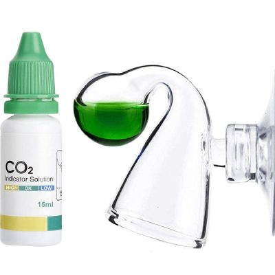 SunGrow Glass Drop Checker with Solution for Betta Fish Tank Plants, Aquarium CO2 Indicator Kit