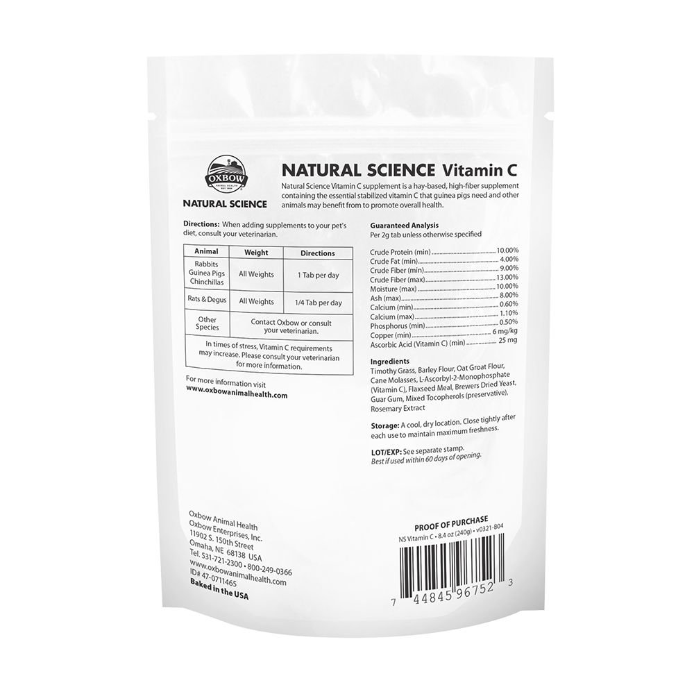 Oxbow Natural Science Vitamin C Support Small-Pet Supplement, 8.4-oz bag