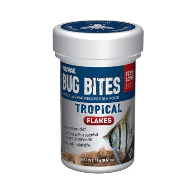 Fluval Bug Bites Tropical Freshwater Formula Flakes Fish Food, 0.63-oz