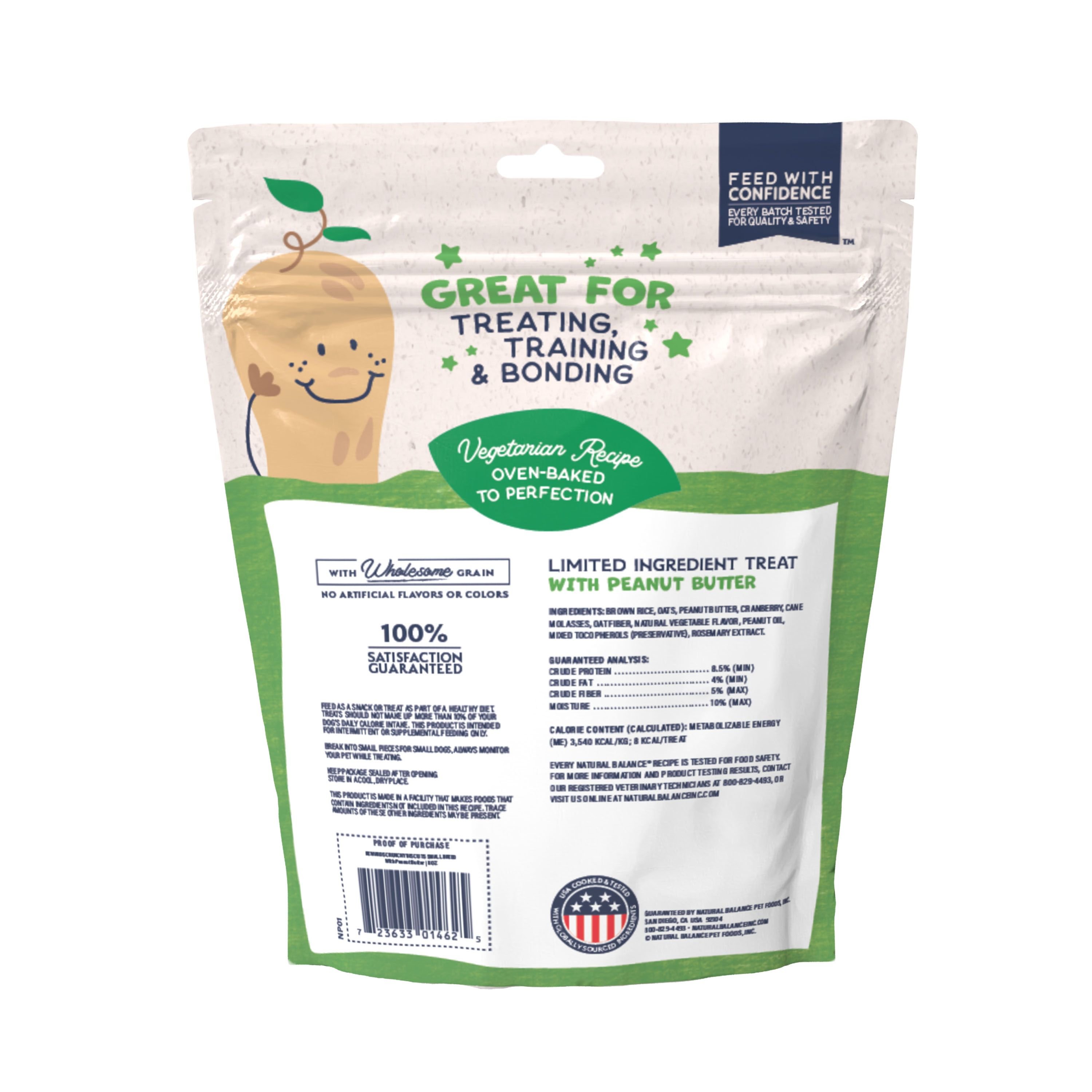 Natural Balance Rewards Small Breed Peanut Butter Flavored Crunchy Biscuit Dog Treats, 8-oz bag