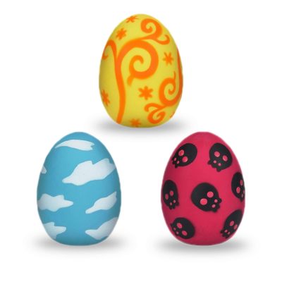 SunGrow Soft Rubber Bouncy Egg Shape Squeaky Ball Dog Interactive Ball Toy for Fetch, 3 count