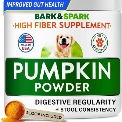 Bark&Spark Pumpkin Powdered Fiber & Stool Softener Diarrhea & Constipation Supplement for Dogs, 8.1-oz bag