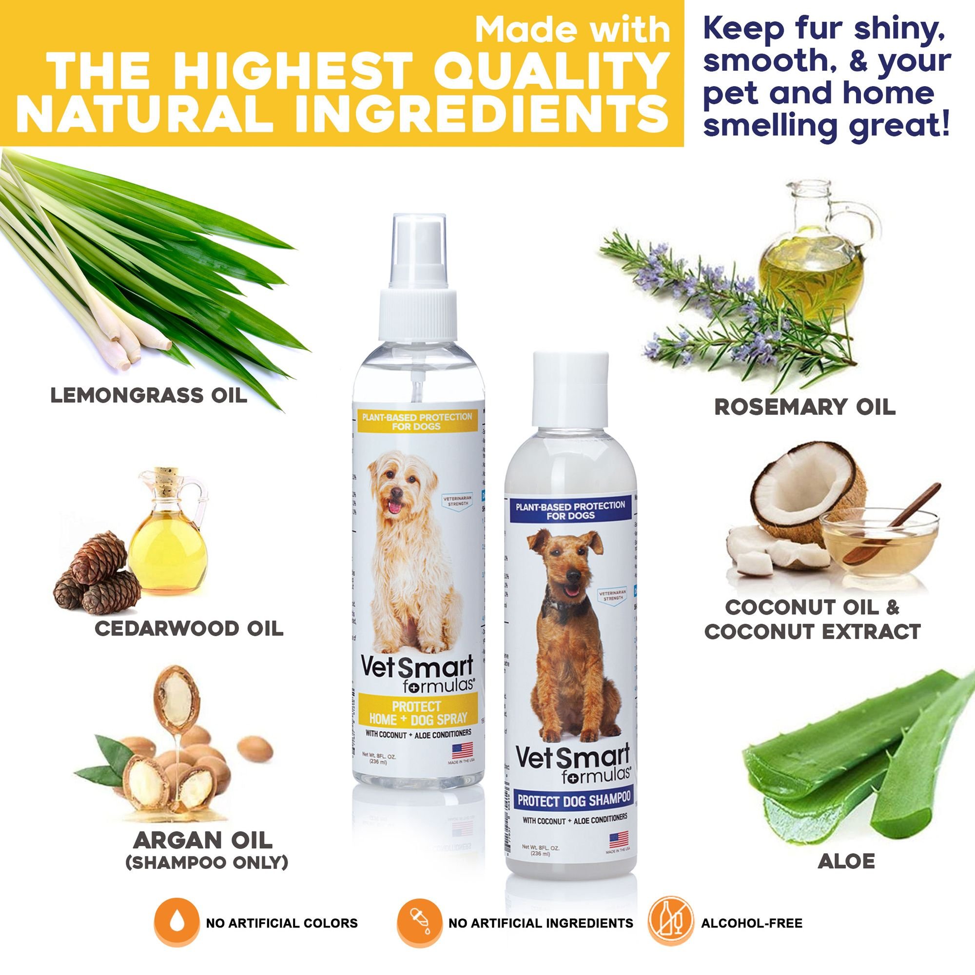 VetSmart Formulas Protect Dog Shampoo & Home + Dog Spray, 8-oz bottle, 2 count