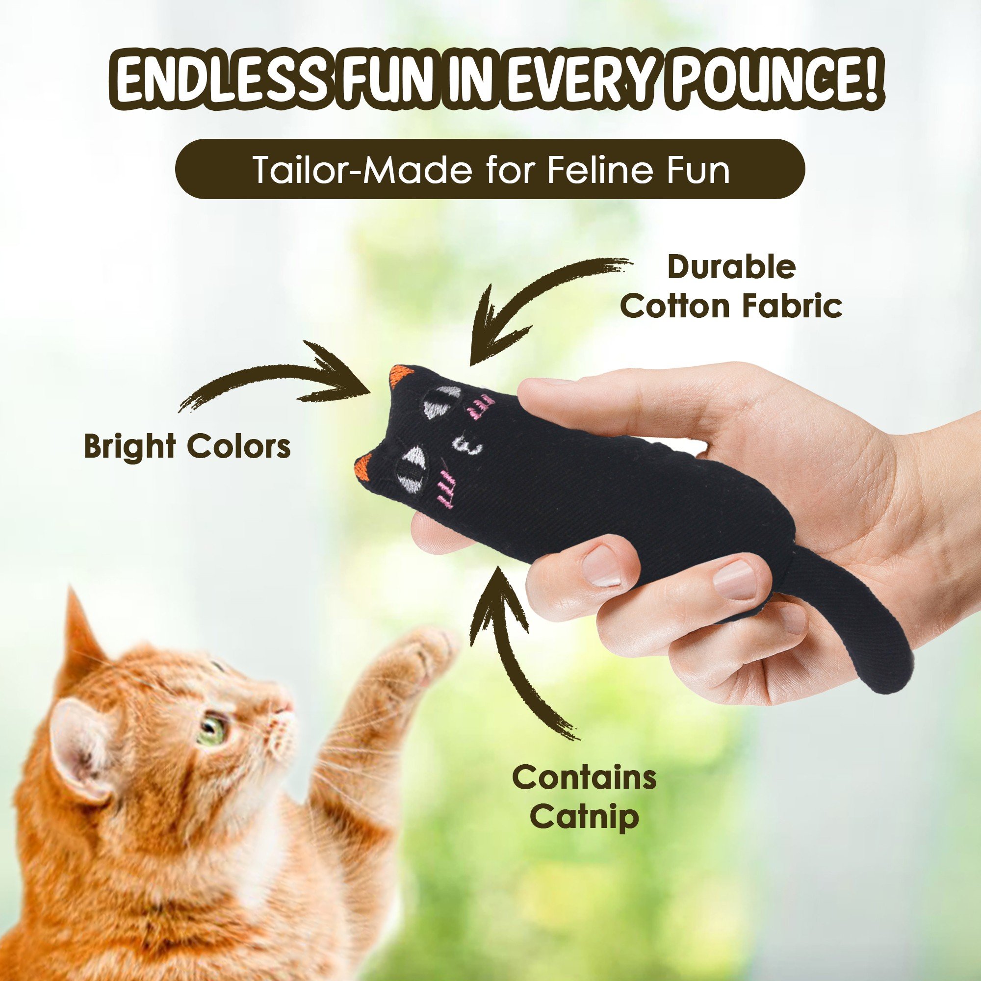 Vila Interactive Fetch & Play Plush Cat Dental Chew Toy with Catnip, 5 count - image 4